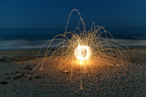 Steel Wool Sparks on the Beach